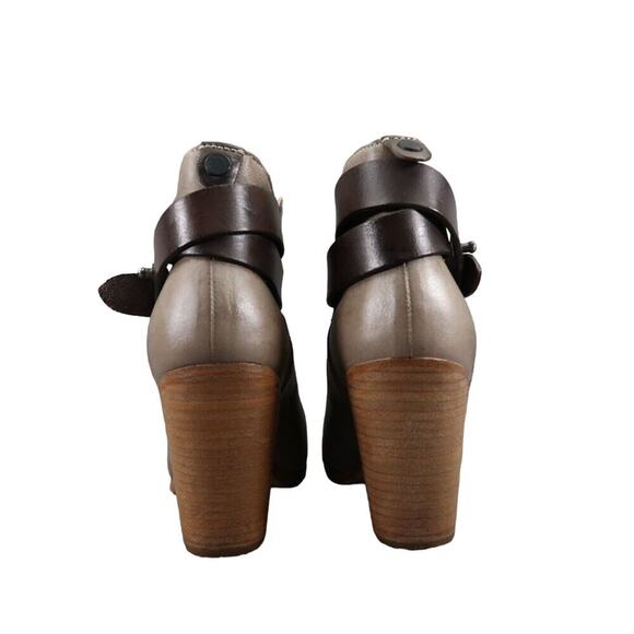Rag & Bone Shoes Womens 35 Bootie Harrow Stacked Heel Cap Toe Leather Strap Gray - Picture 5 of 16